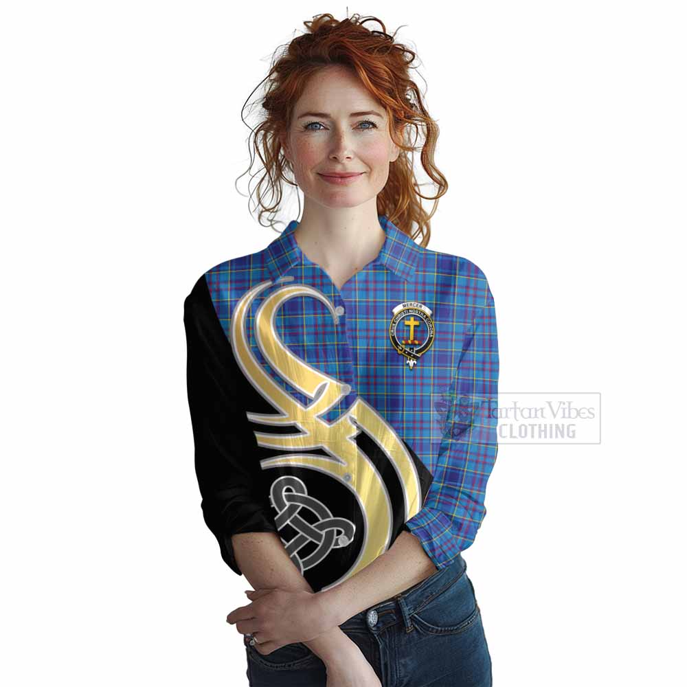 Tartan Vibes Clothing Mercer Tartan Women's Casual Shirt with Family Crest and Celtic Symbol Style