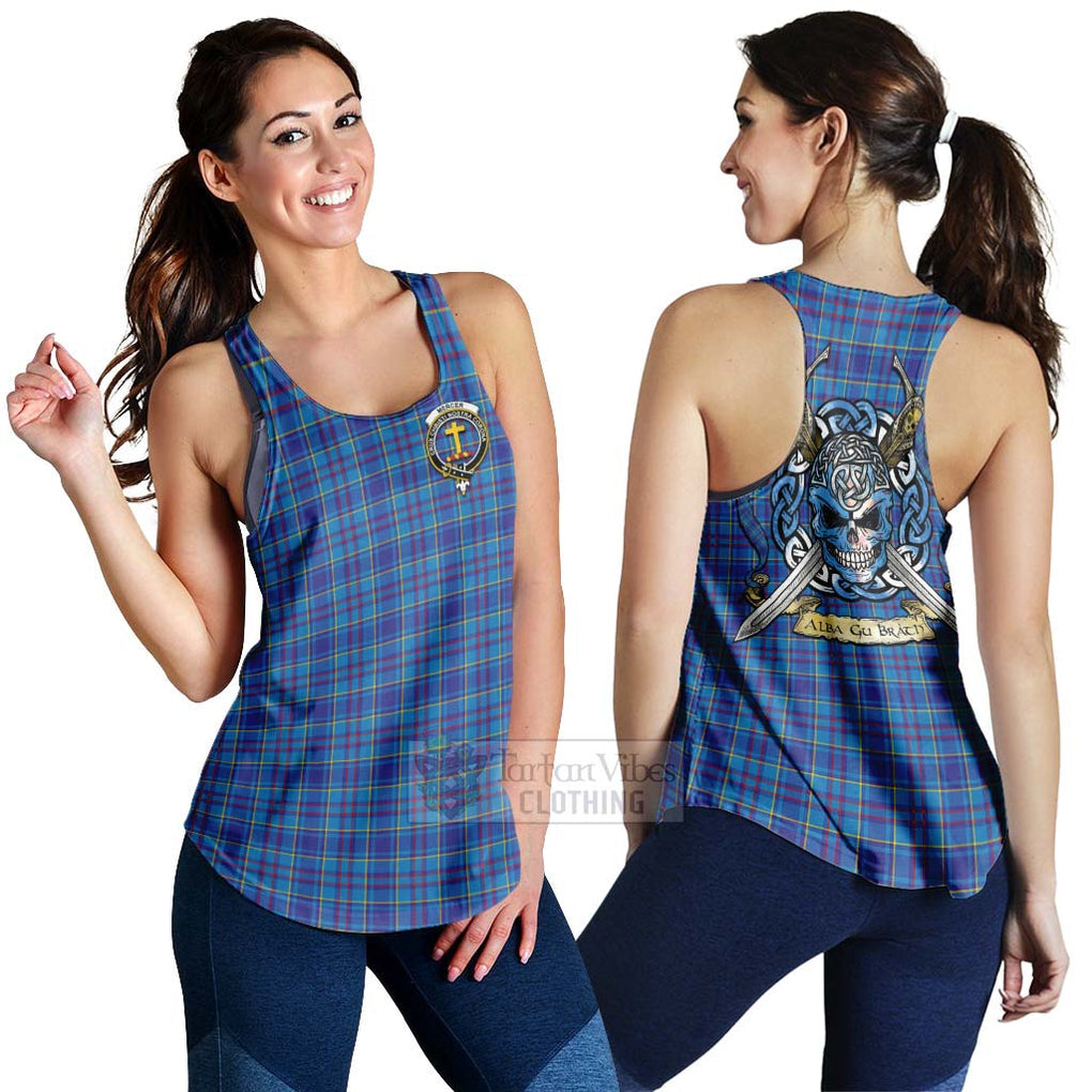 Tartan Vibes Clothing Mercer Tartan Women's Racerback Tanks with Family Crest Celtic Skull Style