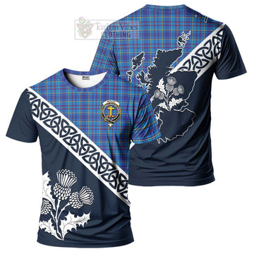 Mercer Tartan T-Shirt Featuring Thistle and Scotland Map