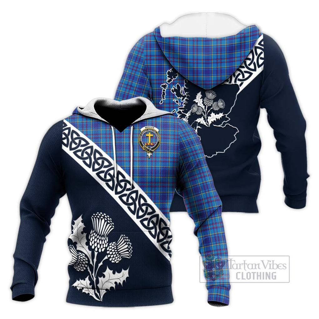 Tartan Vibes Clothing Mercer Tartan Knitted Hoodie Featuring Thistle and Scotland Map