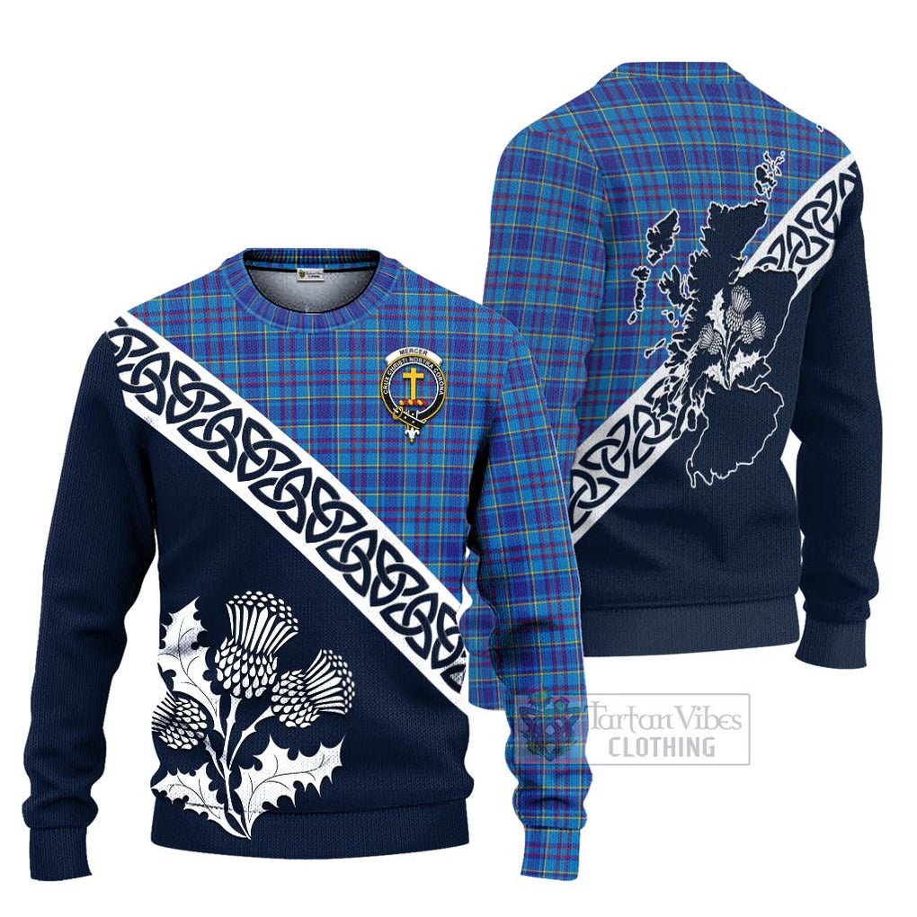 Tartan Vibes Clothing Mercer Tartan Knitted Sweater Featuring Thistle and Scotland Map