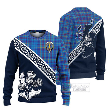 Mercer Tartan Ugly Sweater Featuring Thistle and Scotland Map