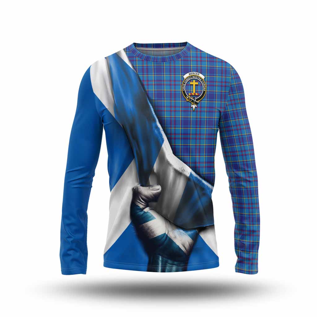 Tartan Vibes Clothing Mercer Tartan Long Sleeve T-Shirt with Family Crest Scotland Patriotic Style