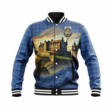 Mercer Tartan Family Crest Baseball Jacket with Scottish Ancient Castle Style Unisex - Tartan Vibes Clothing