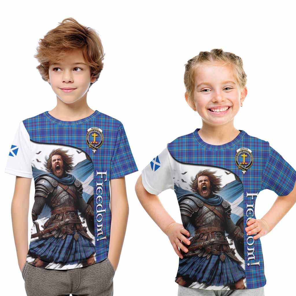 Tartan Vibes Clothing Mercer Crest Tartan Kid T-Shirt Inspired by the Freedom of Scottish Warrior