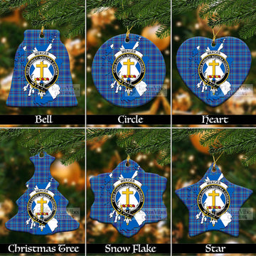 Mercer Tartan Christmas Ceramic Ornaments with Family Crest and Scotland Map