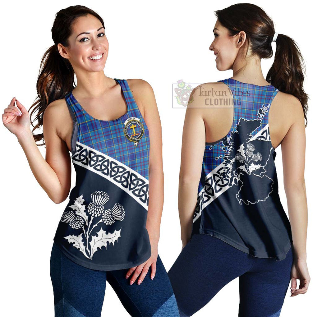 Tartan Vibes Clothing Mercer Tartan Women's Racerback Tanks Featuring Thistle and Scotland Map