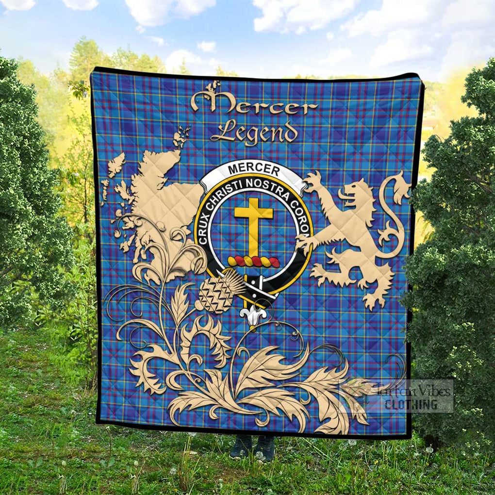 Tartan Vibes Clothing Mercer Tartan Quilt with Family Crest and Scottish Symbol Style