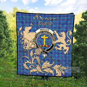 Mercer Tartan Quilt with Family Crest and Scottish Symbol Style