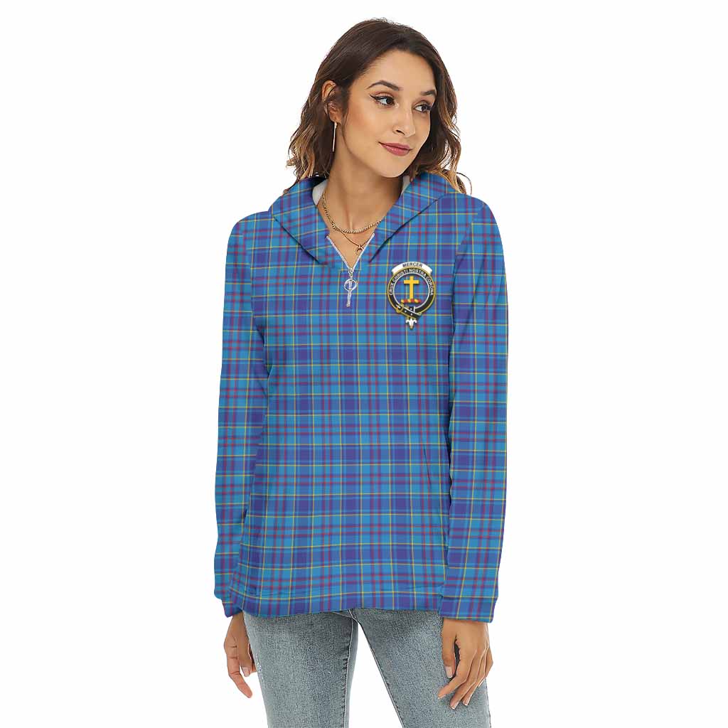 Tartan Vibes Clothing Mercer Tartan Crest Women's Borg  Half Zip Fleece Hoodie