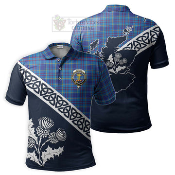 Mercer Tartan Polo Shirt Featuring Thistle and Scotland Map