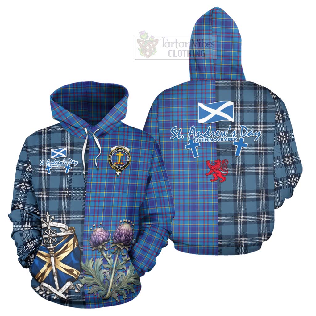 Tartan Vibes Clothing Mercer Tartan Hoodie Happy St. Andrew's Day Half Tartan Style