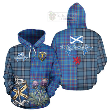 Mercer Tartan Hoodie Happy St. Andrew's Day Half Tartan Style