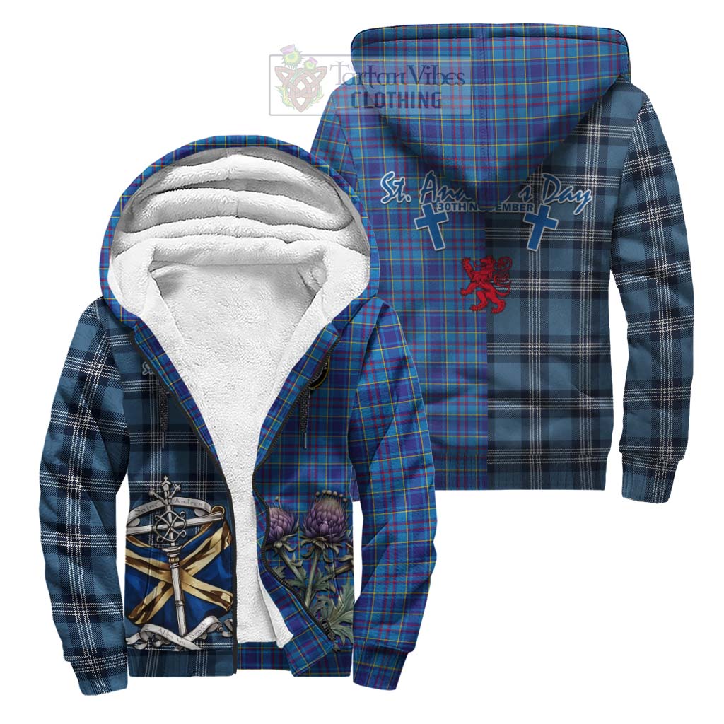 Tartan Vibes Clothing Mercer Tartan Sherpa Hoodie Happy St. Andrew's Day Half Tartan Style