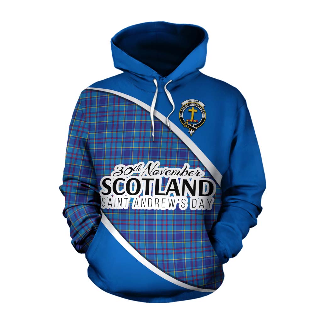 Tartan Vibes Clothing Mercer Family Crest Tartan Cotton Hoodie Celebrate Saint Andrew's Day in Style