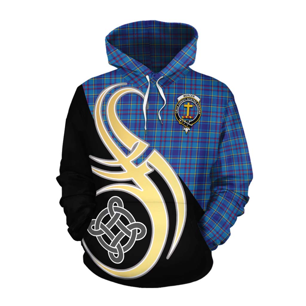 Tartan Vibes Clothing Mercer Tartan Cotton Hoodie with Family Crest and Celtic Symbol Style