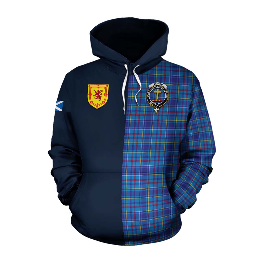 Tartan Vibes Clothing Mercer Tartan Cotton Hoodie Alba with Scottish Lion Royal Arm Half Style