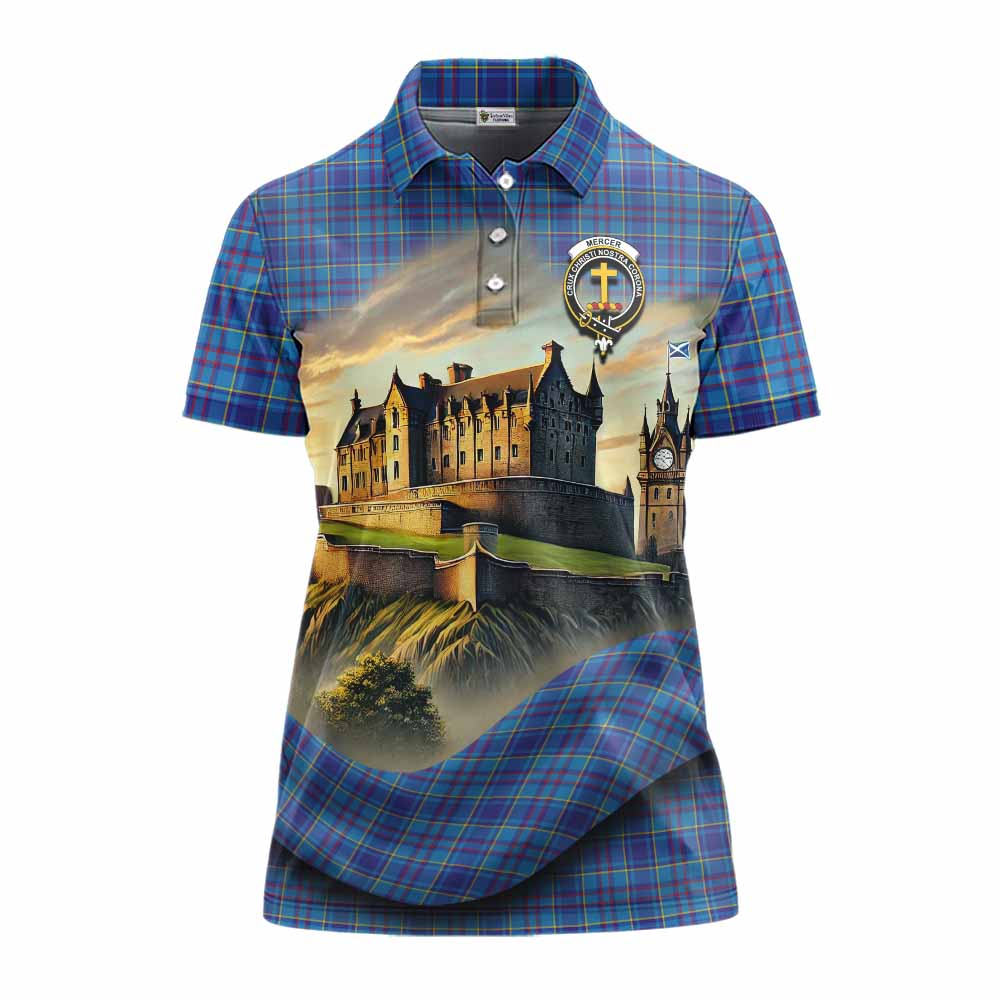 Mercer Tartan Family Crest Women's Polo Shirt with Scottish Ancient Castle Style Women - Tartan Vibes Clothing