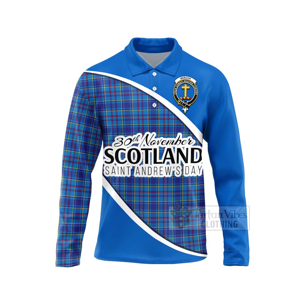 Tartan Vibes Clothing Mercer Family Crest Tartan Long Sleeve Polo Shirt Celebrate Saint Andrew's Day in Style