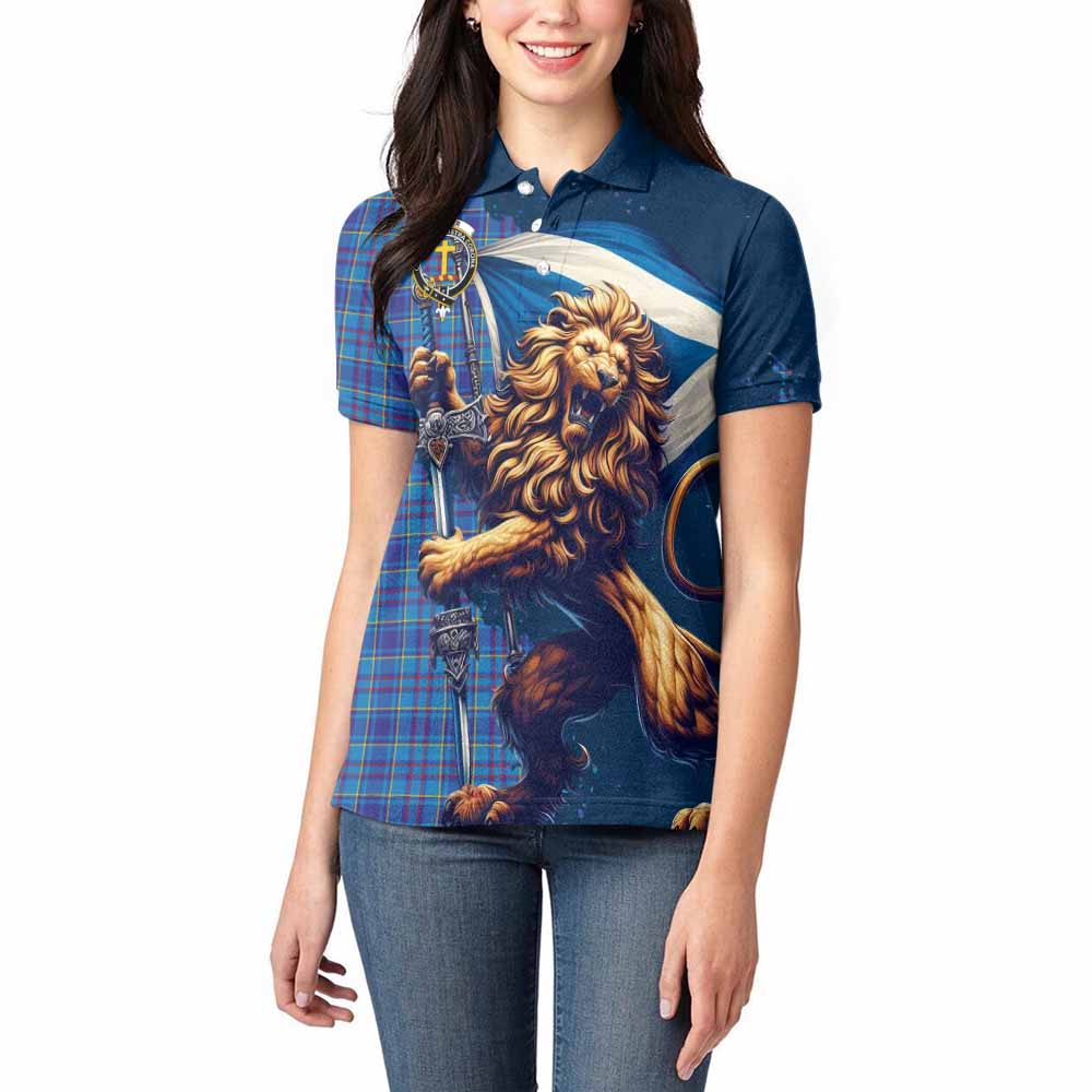 Tartan Vibes Clothing Mercer Tartan Family Crest Women's Polo Shirt with Scottish Majestic Lion