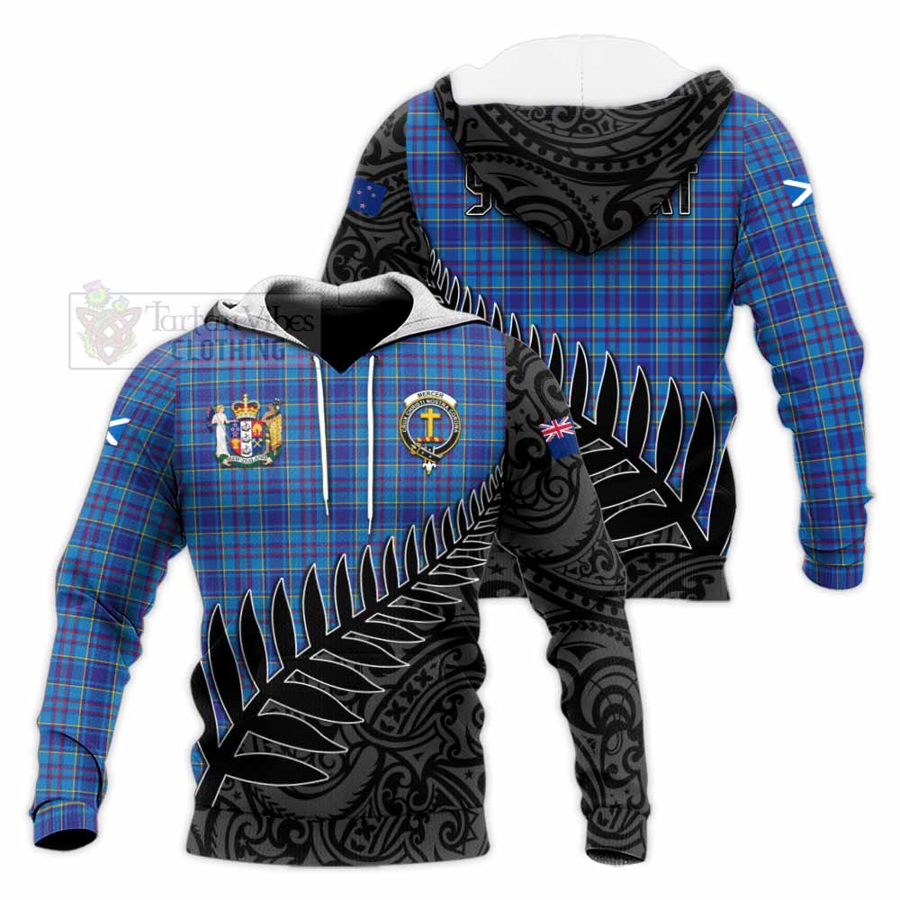 Tartan Vibes Clothing Mercer Crest Tartan Knitted Hoodie with New Zealand Silver Fern Half Style