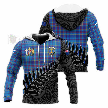 Mercer Crest Tartan Knitted Hoodie with New Zealand Silver Fern Half Style