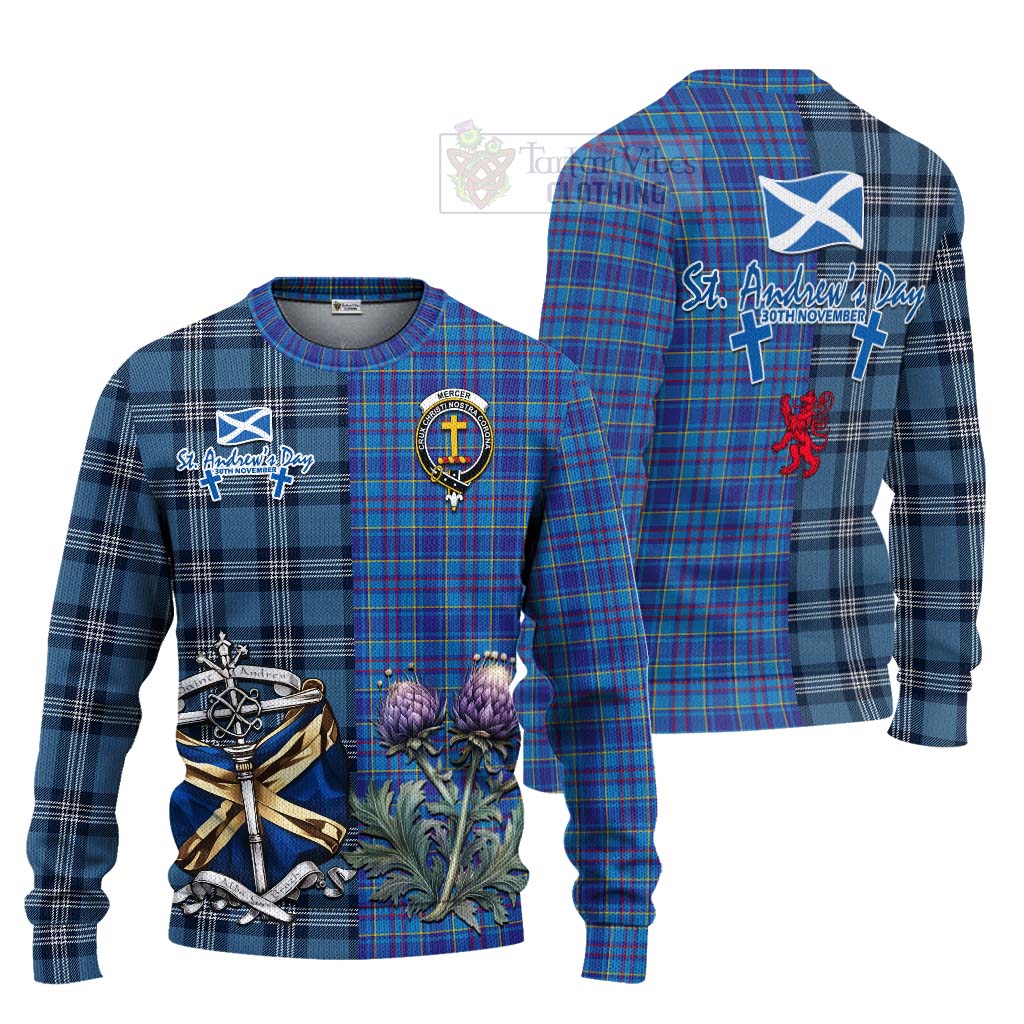 Tartan Vibes Clothing Mercer Tartan Knitted Sweater Happy St. Andrew's Day Half Tartan Style