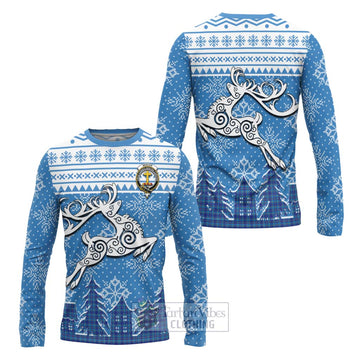 Mercer Clan Christmas Long Sleeve T-Shirt Celtic Reindeer Style