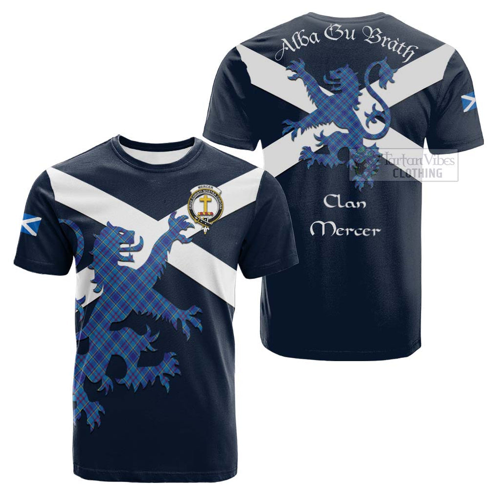 Tartan Vibes Clothing Mercer Tartan Lion Rampant Cotton T-shirt – Proudly Display Your Heritage with Alba Gu Brath and Clan Name