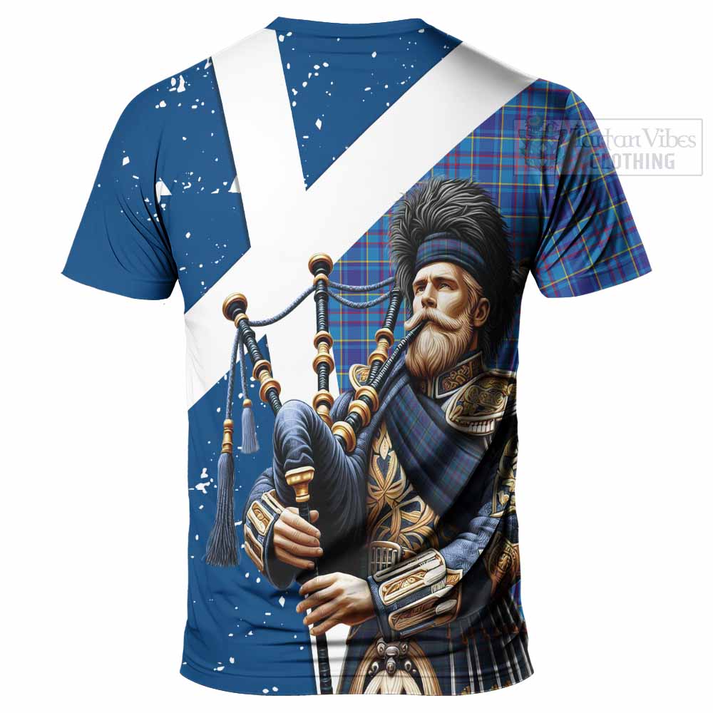 Tartan Vibes Clothing Mercer Tartan T-Shirt with Family Crest Scottish Bagpiper Vibes