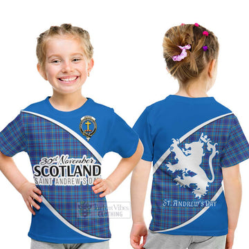 Mercer Family Crest Tartan Kid T-Shirt Celebrate Saint Andrew's Day in Style