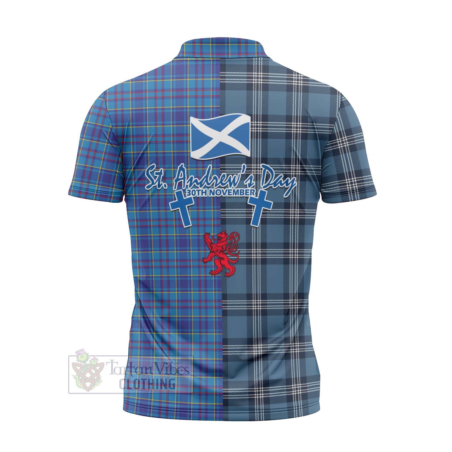 Tartan Vibes Clothing Mercer Tartan Zipper Polo Shirt Happy St. Andrew's Day Half Tartan Style