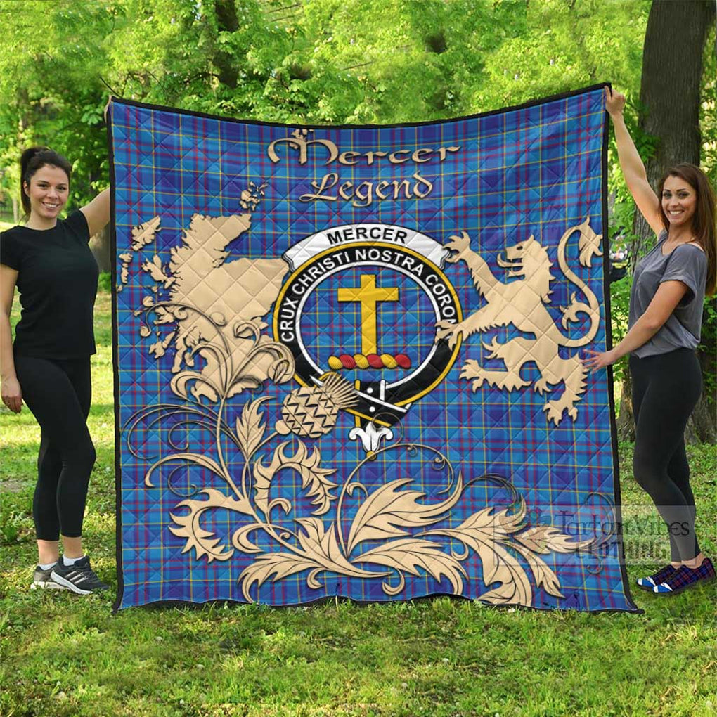 Tartan Vibes Clothing Mercer Tartan Quilt with Family Crest and Scottish Symbol Style