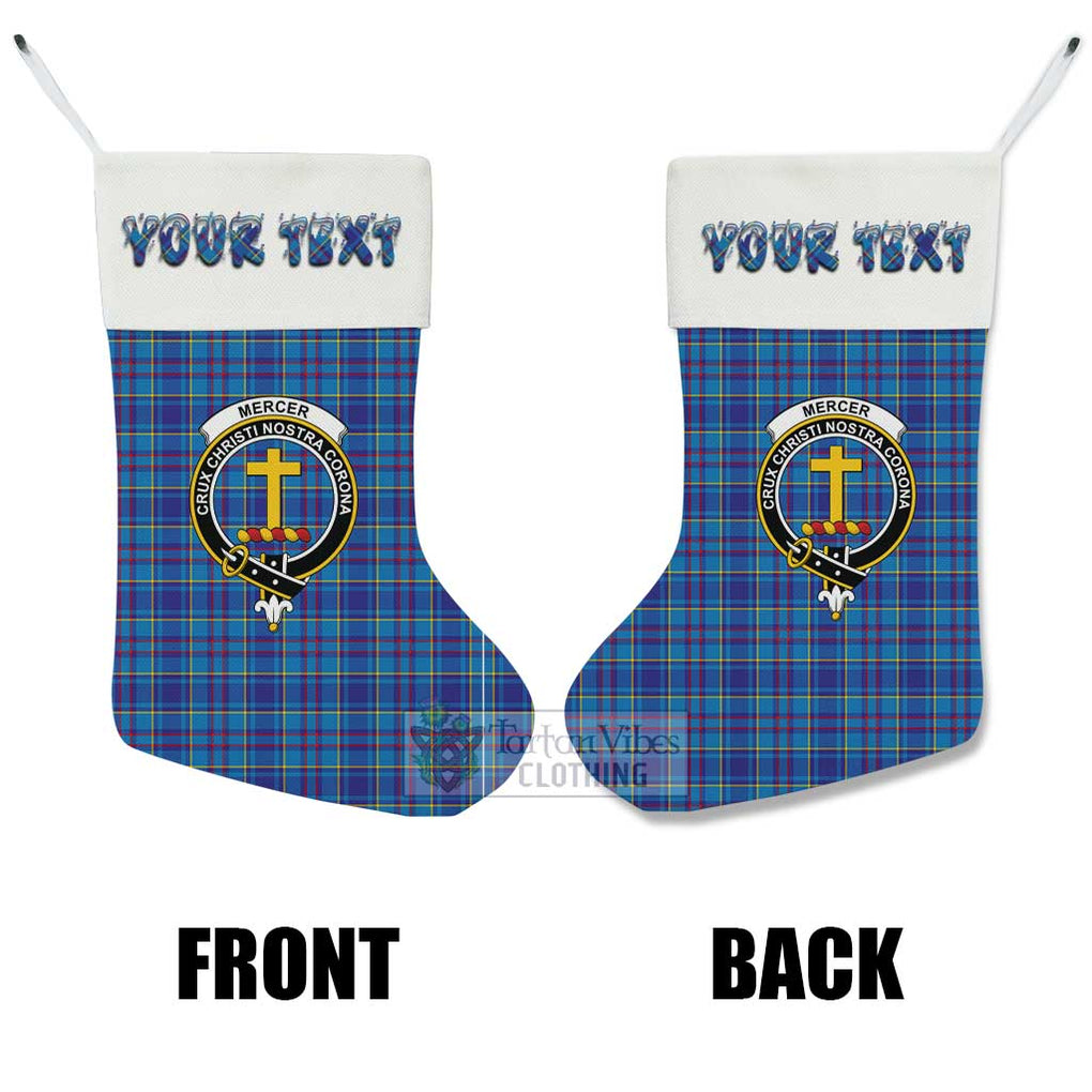 Tartan Vibes Clothing Mercer Tartan Family Crest Christmas Stocking with Personalized Text