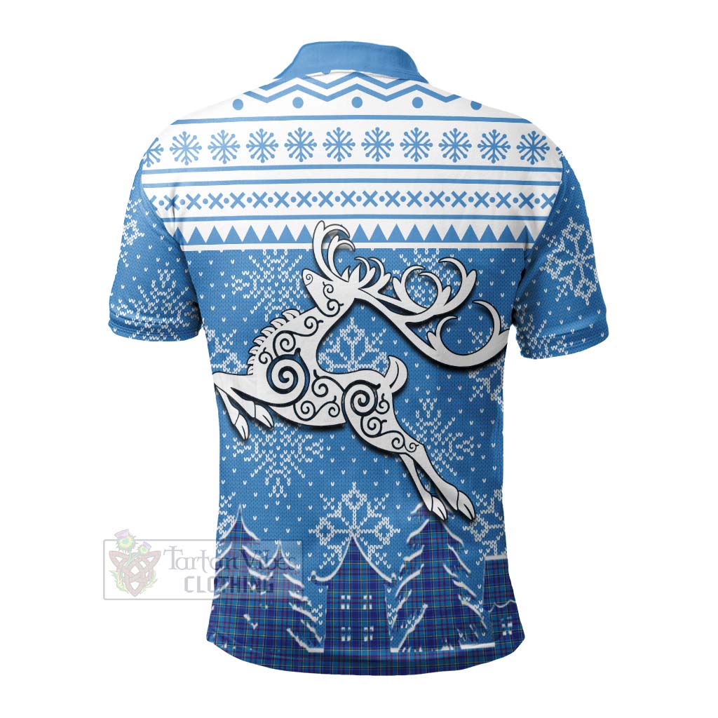 Tartan Vibes Clothing Mercer Clan Christmas Polo Shirt Celtic Reindeer Style