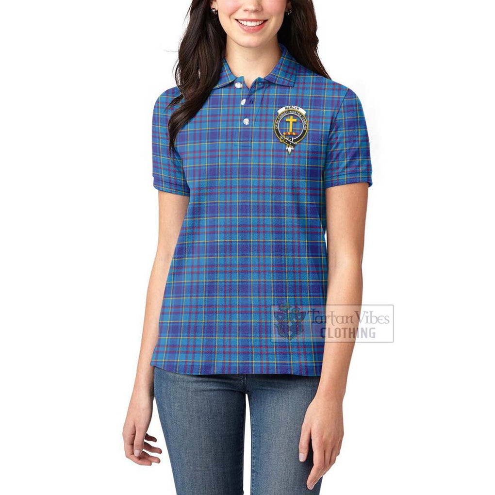 Tartan Vibes Clothing Mercer Tartan Women's Polo Shirt with Family Crest Celtic Skull Style