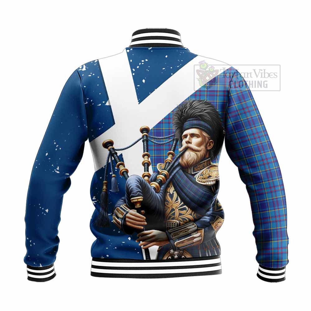 Tartan Vibes Clothing Mercer Tartan Baseball Jacket with Family Crest Scottish Bagpiper Vibes