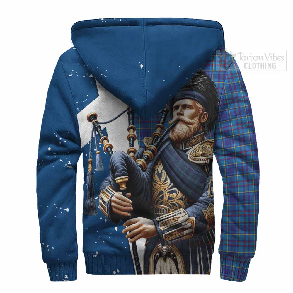 Tartan Vibes Clothing Mercer Tartan Sherpa Hoodie with Family Crest Scottish Bagpiper Vibes