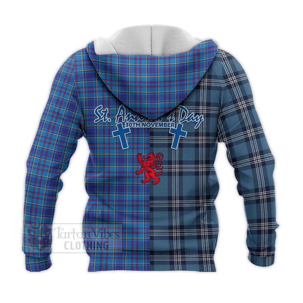 Tartan Vibes Clothing Mercer Tartan Knitted Hoodie Happy St. Andrew's Day Half Tartan Style