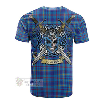 Mercer Tartan Cotton T-shirt with Family Crest Celtic Skull Style