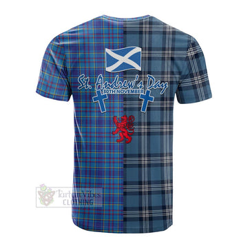 Mercer Tartan Cotton T-shirt Happy St. Andrew's Day Half Tartan Style