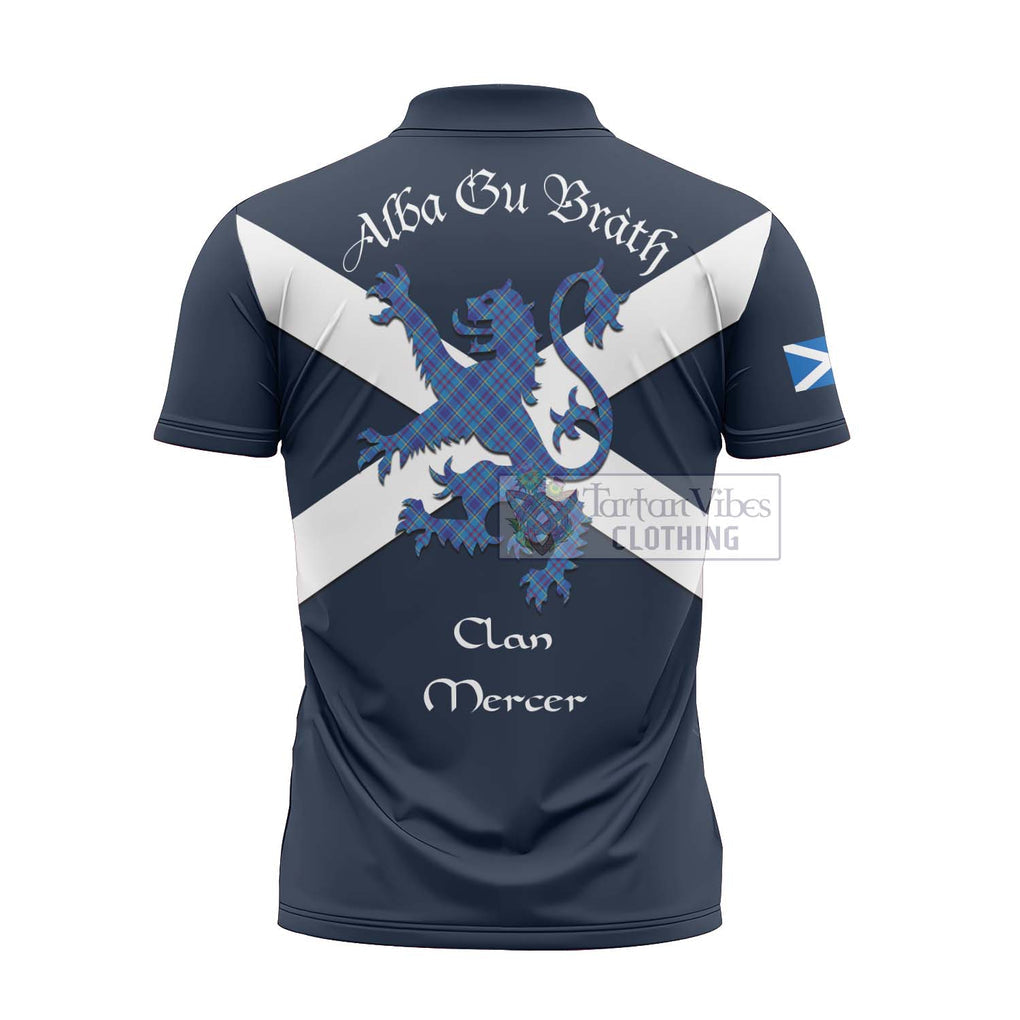 Tartan Vibes Clothing Mercer Tartan Lion Rampant Zipper Polo Shirt – Proudly Display Your Heritage with Alba Gu Brath and Clan Name