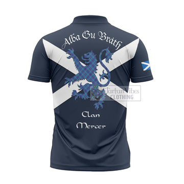 Mercer Tartan Lion Rampant Zipper Polo Shirt Proudly Display Your Heritage with Alba Gu Brath and Clan Name