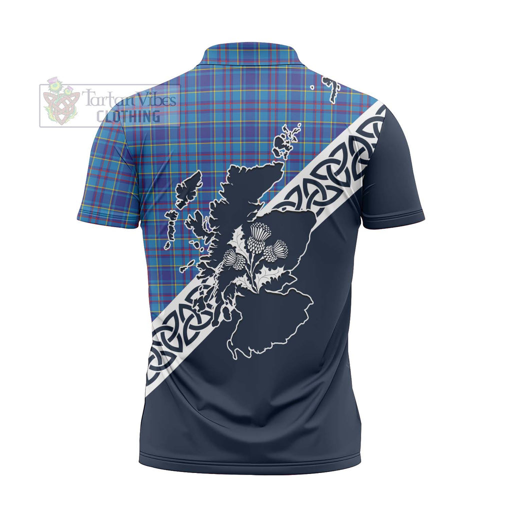 Tartan Vibes Clothing Mercer Tartan Zipper Polo Shirt Featuring Thistle and Scotland Map