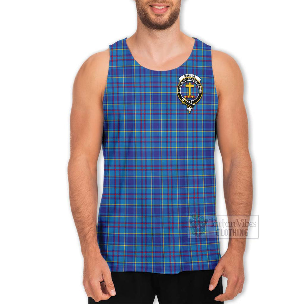 Tartan Vibes Clothing Mercer Tartan Men's Tank Top with Family Crest and Bearded Skull Holding Bottles of Whiskey