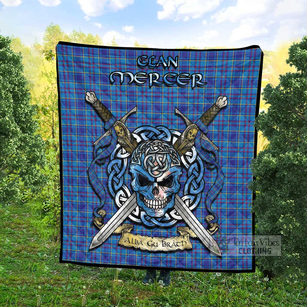 Tartan Vibes Clothing Mercer Tartan Quilt with Celtic Skull Alba Gu Brath Style