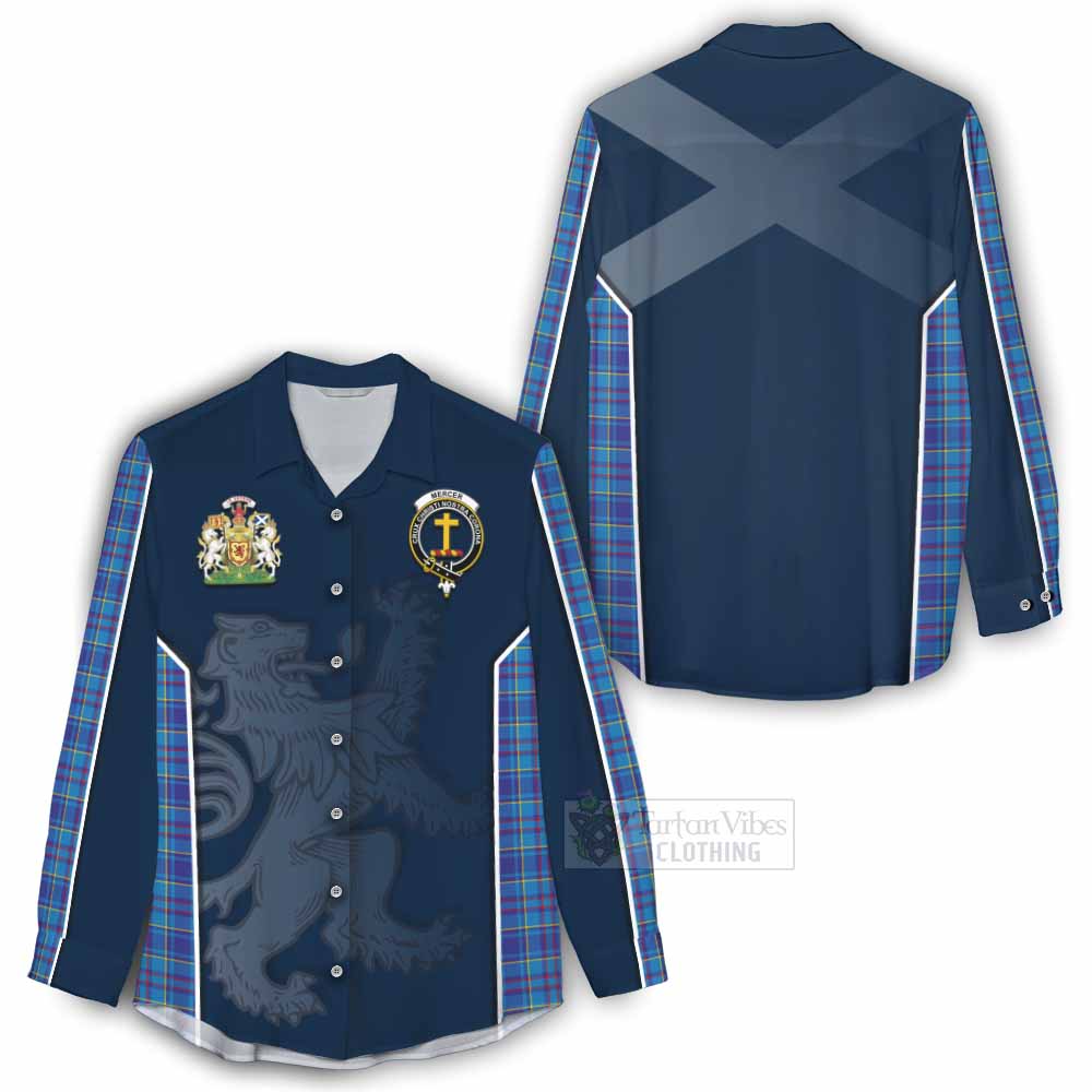 Tartan Vibes Clothing Mercer Tartan Women's Casual Shirt with Family Crest and Lion Rampant Vibes Sport Style