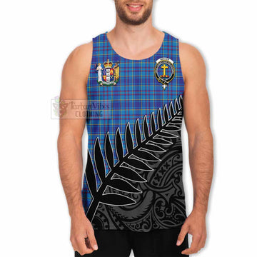 Mercer Crest Tartan Men's Tank Top with New Zealand Silver Fern Half Style