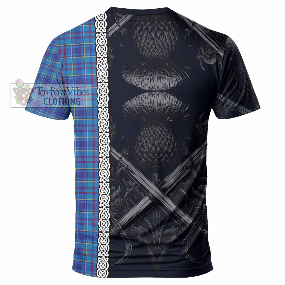 Tartan Vibes Clothing Mercer Tartan T-Shirt with Family Crest Cross Sword Thistle Celtic Vibes