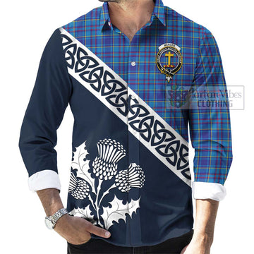 Mercer Tartan Long Sleeve Button Shirt Featuring Thistle and Scotland Map